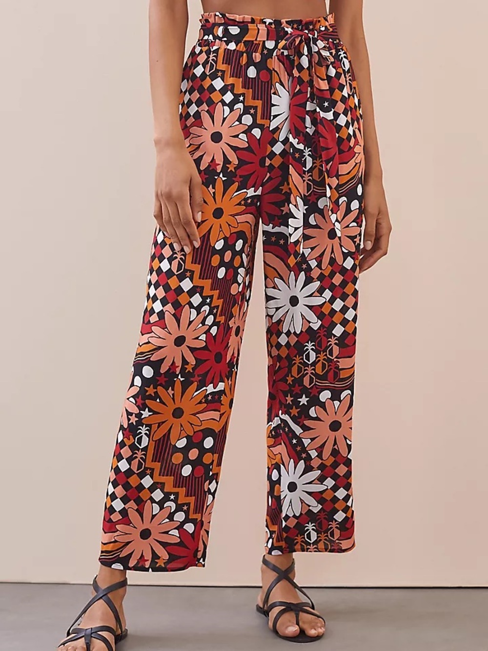 FARM Rio for Anthropologie Daisy Wide-Leg Printed Paperbag Waist Pants S - Picture 2 of 8